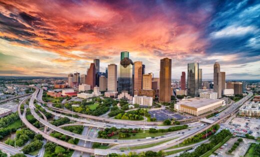 Houston Texas Etats Unis Drone Skyline Aerial Panorama