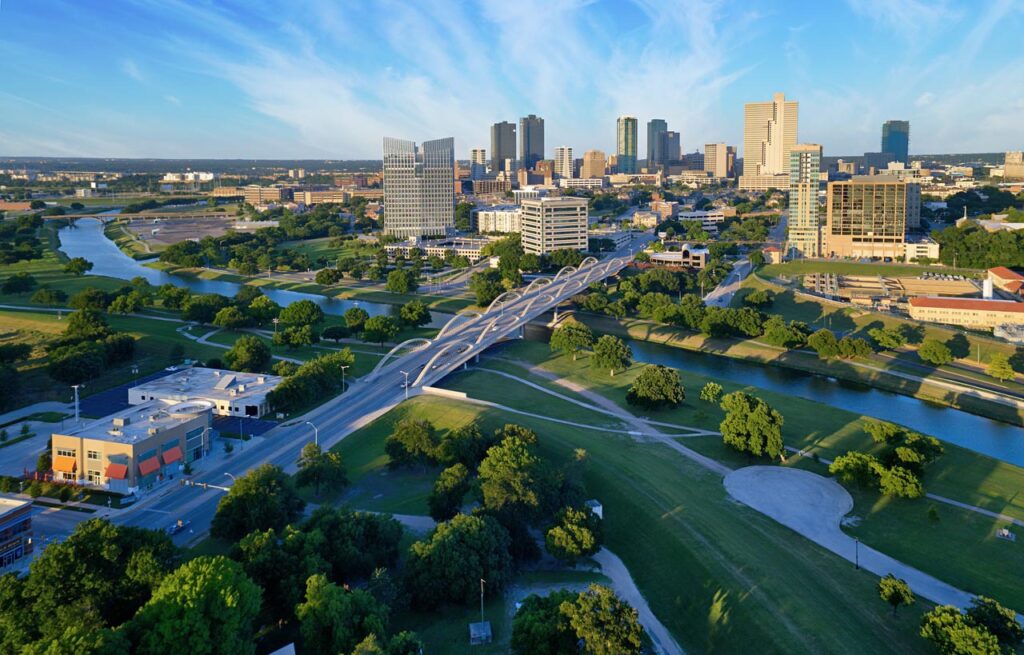 Vue aérienne du centre-ville de Fort Worth Texas