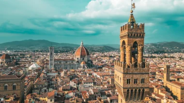 Vue aérienne du Palazzo Vecchio à Florence